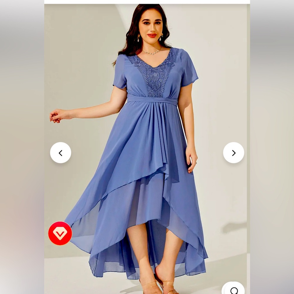Flycurvy Plus Size Formal Slate Blue Dress. Size XL/14. NWT